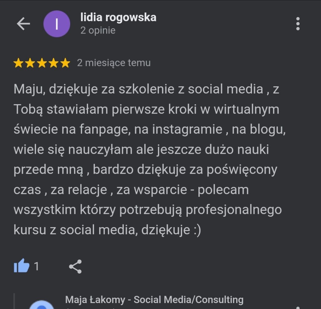 Opinia 11 - Maja Łakomy
