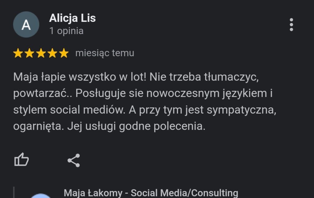 Opinia 15 - Maja Łakomy